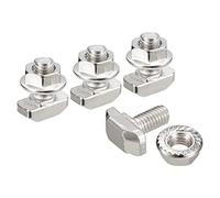 sourcing map M6X12mm T Fente Jeter-intérieur fermer et M6 Hexagone Bride Écrou Ensemble, 10 Ensembles Marteau Tête T-boulon T Forme Goujon Coulissant Vis pour 30 séries Aluminium Profil