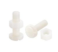 sourcing map M6x20mm Fente Tête Cylindrique Vis & M6 Hex Écrous 20Pcs Blanc