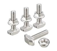 sourcing map M6X25mm T Fente Jeter-intérieur fermer et M6 Hexagone Bride Écrou Ensemble, 10 Ensembles Marteau Tête T-boulon T Forme Goujon Coulissant Vis pour 30 séries Aluminium Profil