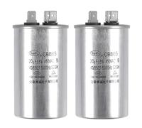 sourcing map Marche Condensateur Rond CBB65 20uF 20mfd 450V AC 40/85/21 Aluminium Coffret avec Terminal pour Climatisateur Compresseur Moteur Chaleur Pompe Condensateur 2Pcs