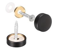 sourcing map Miroir Vis, 20mm/0.79", 2Pcs Laiton Décoratif Capuchon Vis Couverture Clous Attaches pour Miroir Tables Bains Plaques Penderies Verre Signes, Noir
