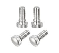 sourcing map Moleté Pouce Vis, M6x12mm Laiton Épaule Boulons Grip Boutons Attaches, Nickel Plaqué 4Pcs