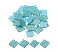 sourcing map Mosaïque Carrelage Tuile Tesselle, Verre Éclat Cristal Vrac Carré Paillettes Carreaux 2 x 2cm pour Maison Décoration, Pack de 25(100g, éclairage Bleu)