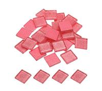 sourcing map Mosaïque Carrelage Tuile Tesselle, Verre Éclat Cristal Vrac Carré Paillettes Carreaux 2x2cm pour Maison Décoration, Pack de 25(100g, Fluorescent Rouge)