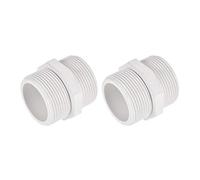 sourcing map Paquet de 2 Raccord Tuyau G1-1/2 Mâle Filetage Hexagonal Blanc | Mamelon Tube Adaptateur Tuyau Connecteur pour Réservoirs Eau PVC