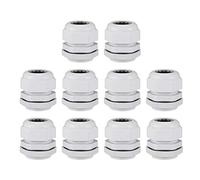 sourcing map PG29 Presse-étoupe 13mm-24mm Fil Trou Imperméable Nylon Joint Réglable Contre-écrou avec Rondelle Blanc 10Pcs