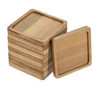 sourcing map Plante Pot Soucoupe 10 Coffret 8cm Bambou Carré Fleurs égouttement Plateau pour Internes
