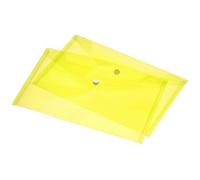 sourcing map Pochette Chemise Fichier Dossier A4 Taille Transparent Enveloppes Document Organisateur avec Pression Bouton pour Domicile Bureau Papeterie Jaune Paquet de 12