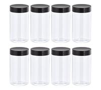sourcing map Pots Ronds Plastique avec Noir Vis Haut Couvercle, 8oz/ 250ml Large Ouverture Transparent Conteneurs Vides pour Stockage, Organisation, 12Pcs