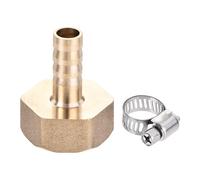 sourcing map Raccord cannelé Laiton Barbelé Tube Connecteur Adaptateur 10mm Barbelé x G3/4 Femelle Tuyau avec Tube Pince et Rondelle