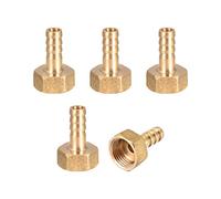 sourcing map Raccord Cannelé Laiton Tuyau Barbillon Connecteur 8mm Barbillon G3/8 Femelle Filetage Tuyau Adaptateur 5Pcs