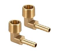 sourcing map Raccord Cannelé Tuyau Barbillon Laiton 90° Coude 6 mm Barbelé à 3/8 PT Mâle cannelé Tuyau 2Pcs