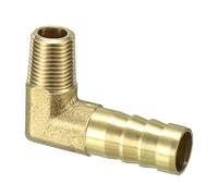 sourcing map Raccord cannelé tuyau en laiton coudé à 90 degrés 10 mm barbelé x connecteur mâle 1/8 PT