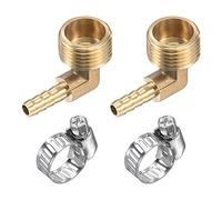 sourcing map Raccord Cannelé Tuyau Laiton Coude Barbelé Tube 6mm x G1/2 Mâle Filetage Angle Droit Tuyau Connecteur avec Acier Inoxydable Tube Pince Paquet de 2