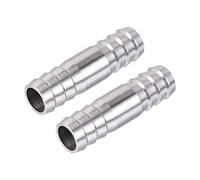 sourcing map Raccord de tuyau cannelé, 14 x 50 mm en acier inoxydable 304 poli, coupleur droit adaptateur connecteur rapide pour eau, carburant, air, huile, gaz - 2 pièces