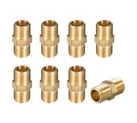 sourcing map Raccord tuyau laiton Mamelon Hex 1/8"x1/8" G filetage mâle laiton doré 8pcs
