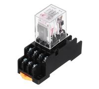 sourcing map Relais de puissance électromagnétique 14 broches 3 A AC 24 V avec indicateur LED et base de prise DPDT 4NO 4NC - MY4NJ pour appareils industriels, ménagers et système de rail DIN