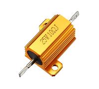sourcing map Résistance Bobinée 25W 10 Ohm 5% boîtier en aluminium résistance vis robinet monté sur châssis résistances de charge ton or 1 pièces