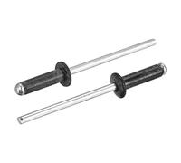 sourcing map Rivets aveugles, 3,2mm x 11mm 25mm Mandrin Aluminium Ouvert Terminal Plat Rond Tête Rivet pour Assemblage Métal Plaque Cuir, Noir 100 Pcs