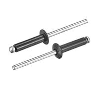 sourcing map Rivets aveugles, 4mm x 16mm Aluminium Ouvert Terminal Plat Rond Tête Rivet pour Assemblage Métal Plaque, Noir 100 Pcs