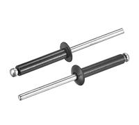 sourcing map Rivets aveugles, 4mm x 20mm Aluminium Ouvert Terminal Plat Rond Tête Rivet pour Assemblage Métal Plaque, Noir 25 Pcs