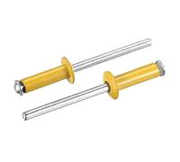 sourcing map Rivets aveugles, 5mm x 16mm Aluminium Ouvert Terminal Plat Rond Tête Rivet pour Assemblage Métal Plaque, Doré 25 Pcs