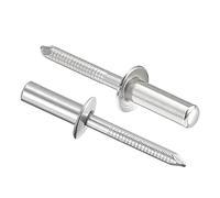 sourcing map Rivets aveugles, rivets de tirage en acier inoxydable 304, rivets de décoration à noyau, 6,4 mm de diamètre, longueur de prise de 20 mm, extrémité fermée ton argent, 25 pièces