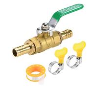 sourcing map Robinet à Tournant Sphérique Vanne Arrêt 14mm Tuyau Barbillon Tuyau Tube Raccords 90 Degré Opération Poignée Laiton Valve avec Tuyau Pinces et Fil Ruban Étanchéité 1 Ensemble