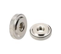sourcing map Rond Moleté Pouce Écrous Connecteurs Serrure Réglage Écrous M10 Femelle Fileté Mince Type Nickel Plaqué Paquet de 10