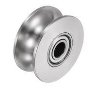 sourcing map Roue à Gorge en U 2,68" Acier Inoxydable 201 pour Rail Inversé | 1 Pièce, pour Portail Coulissant, avec Double Roulement, pour Machines Industrielles, Portail Coulissant