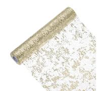 sourcing map Rouleau de Parchemin de Table, Chemin de Table en Maille Métallique à Paillettes pour Mariage, Fête d'Anniversaire, Noël, Nouvel An, 29 cm x 14,3 m