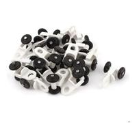 SOURCING MAP Rouleaux de rail de rideau en plastique blancs 05 Diamètre Roulettes noires Store 20Pcs