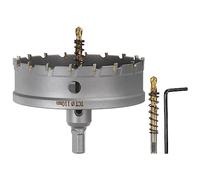 sourcing map Scie cloche en carbure TCT de 110 mm de diamètre pour acier inoxydable, métal, alliage d'aluminium, cuivre, laiton, plastique, avec embout central supplémentaire