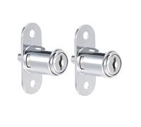 sourcing map Serrure de tiroir à piston poussoir 2 pièces 19 x 23mm | pour porte coulissante, vitrine de casier de meuble de garde-robe de bureau avec clés (sans vis) Clé identique