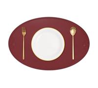 sourcing map Sets de table ovales en cuir avec nœud - Lavables et résistants à la chaleur - Pour cuisine, restaurant, salle à manger - Rouge vin