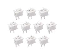 sourcing map SPST Mini Bateau Interrupteur à Bascule Blanc Interrupteur à Bascule pour Bateau Voiture Marine ON/OFF AC 250V/3A 125V/6A 10pcs