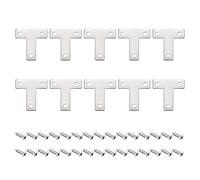 sourcing map T Forme Support, 40x40x1mm Inox Acier Raccommodage Plaques pour Joint Attache avec Soutenir Vis Argenté 16Pcs
