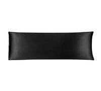sourcing map Taie de Traversin Housse de Traversin Taie d'oreiller Corps en Satin Soyeux pour Cheveux Peau Résistant au Lavage Noir 51x152cm