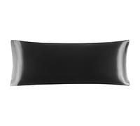 sourcing map Taies de traversin en satin doux et soyeux de 1,4 m de long pour oreiller de corps 50,8 x 142,2 cm, noir