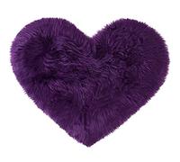 sourcing map Tapis en fausse fourrure de mouton en forme de cœur pour canapé, salon, chambre à coucher, sol - Tapis moelleux doux à poils profonds en peluche antidérapant, 70 x 90 cm, violet