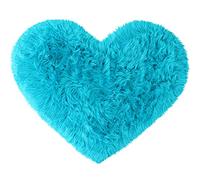 sourcing map Tapis imitation peau de mouton en forme de cœur Bleu 70 x 90 cm
