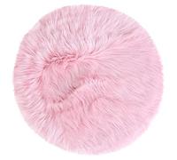 sourcing map Tapis rond imitation peau de mouton Rose clair 60 x 60 cm