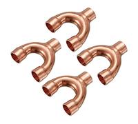 sourcing map Té Y Forme Cuivre Raccord Soudage Joint Split Union Connecteur 9,52mm ou 3/8 Pouce ID pour Eau Tuyau Plomberie, CVC, Réfrigération Système, Paquet de 4