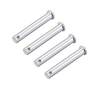sourcing map Trou Unique Chape Broches 10mm x 65mm Tête Plate Tête Zingage Solide Acier Axe Charnière 4Pcs
