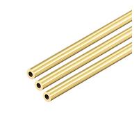 sourcing map Tube Laiton Rond 300mm Longueur 6mm Diamètre Externe 1.5mm Paroi Épaisseur Sans Couture Droit Tuyau 3 Pcs