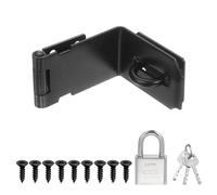 sourcing map Verrou de porte 90° en acier inoxydable 201 Noir 12,7 cm | Loquet à loquet à angle droit, bords lisses, comprend un cadenas 9 vis, pour porte d'armoire, porte, garage, grange, atelier