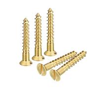 sourcing map Vis à Bois en Laiton, 10Pcs M6 x 40mm Vis Autotaraudeuse à Tête Plate à Entraînement Fendu, Fraisée pour Meubles de Menuiserie
