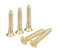 sourcing map Vis à Bois en Laiton, 20Pcs M3.5 x 30mm Vis Autotaraudeuse à Tête Plate à Entraînement Fendu, Fraisée pour Meubles de Menuiserie