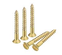 sourcing map Vis à Bois en Laiton, 40Pcs M2.5 x 20mm Vis Autotaraudeuse à Tête Plate à Entraînement Fendu, Fraisée pour Meubles de Menuiserie