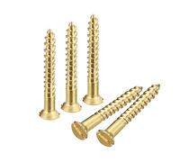 sourcing map Vis à Bois en Laiton, 40Pcs M2 x 16mm Vis Autotaraudeuse à Tête Plate à Entraînement Fendu, Fraisée pour Meubles de Menuiserie